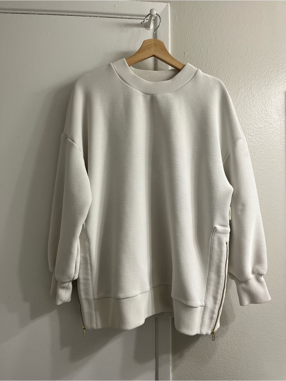 ✨ Varley Mae Boyfriend Ottoman Rib Sweatshirt Egret S ✨